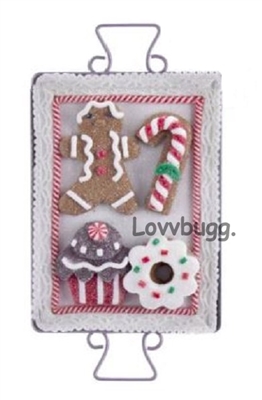 2 Gingerbread Cookies 1 Baking Tray works for 18" Dolls Food Accessories 